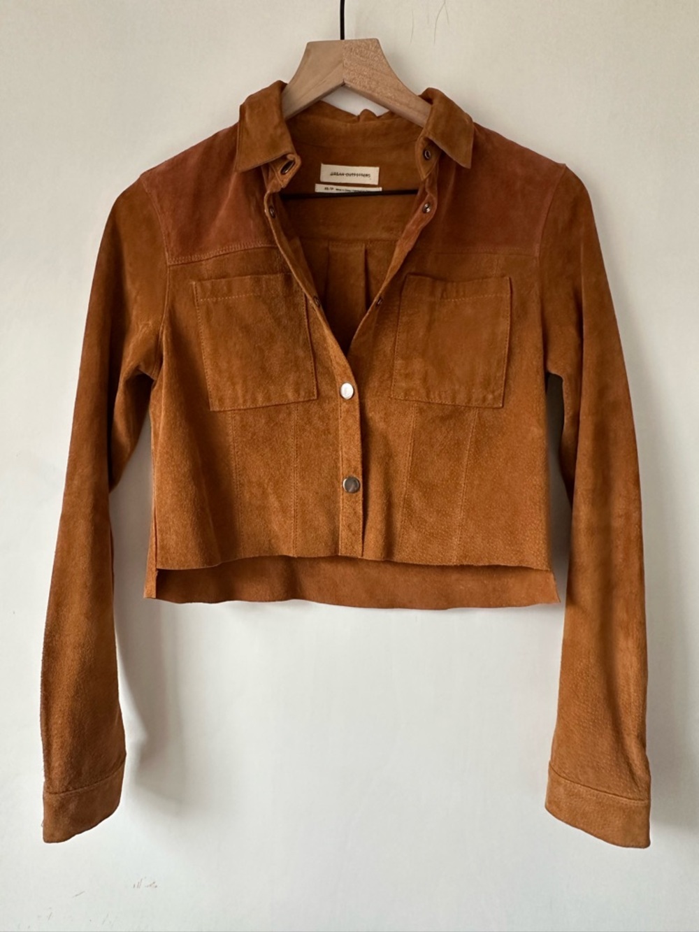 Urban Outfitters Suede Cropped Jacket in Warm Brown